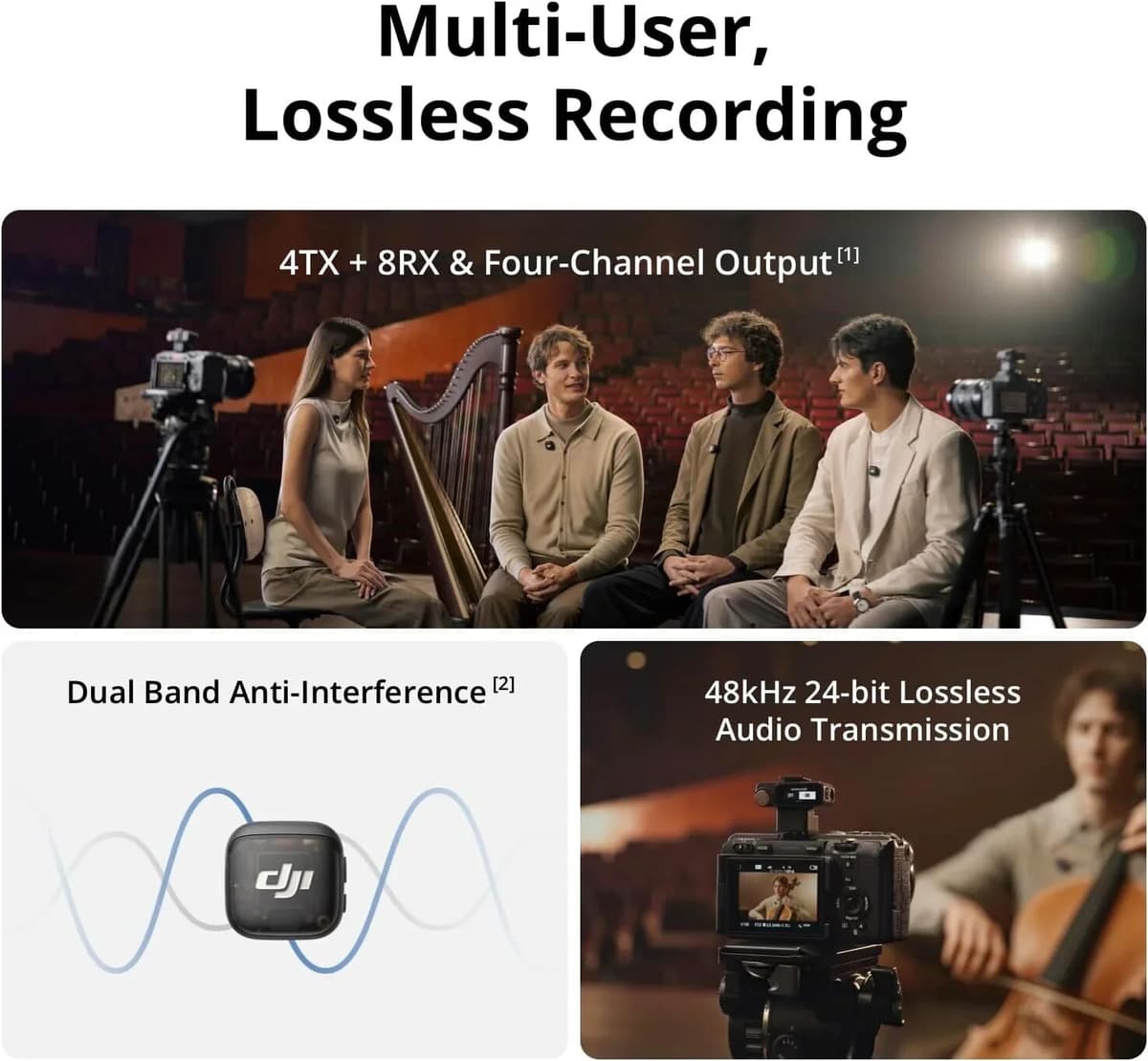 Original DJI Mic 3 Wireless Microphone Intelligent Noise Reduction Support 32-bit Float Internal Recording Tuned Crisp Sound