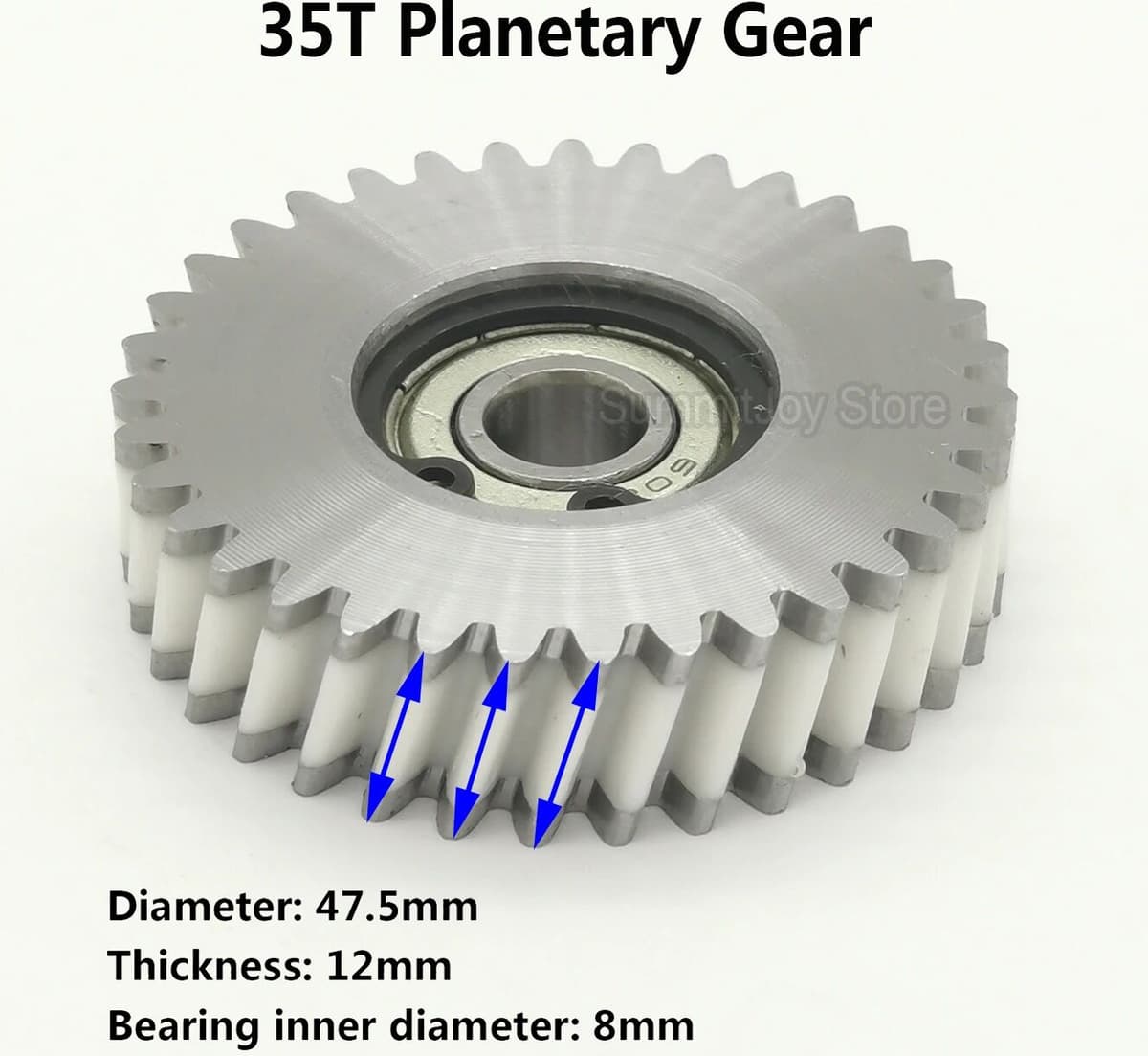 NONE 3pcs E-bike 35T 47.5x12mm Oblique Planetary Gear With 8mm Bearings 35Teeth Nylon and Steel Gears For Electric Bike Hub Motor
