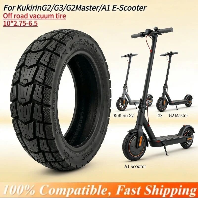 NONE 10x2.75-6.5 Vacuum Off-Road Tubeless Tire for KuKirin G2/G3/G2 Master/A1 Scooter, Front/Rear Spare Parts Replacement