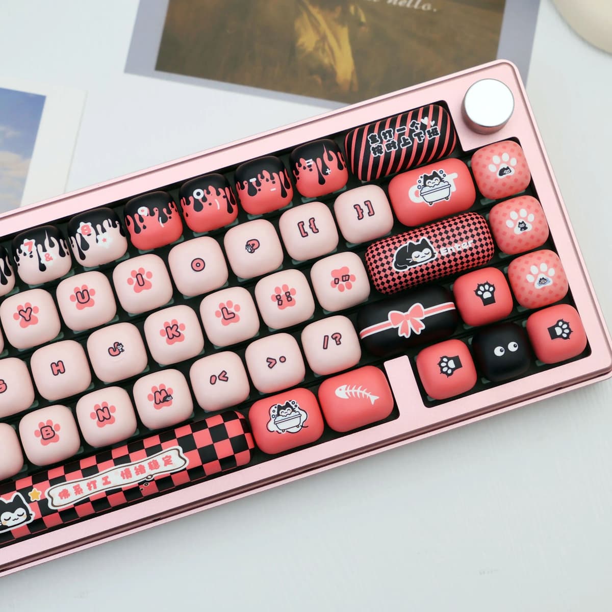 NONE 140 Keys Zen Cat PBT Keycaps Dye-Sublimation MAO Profile MX Switch 61 64 68 87 96 104 108 Mechanical Keyboard