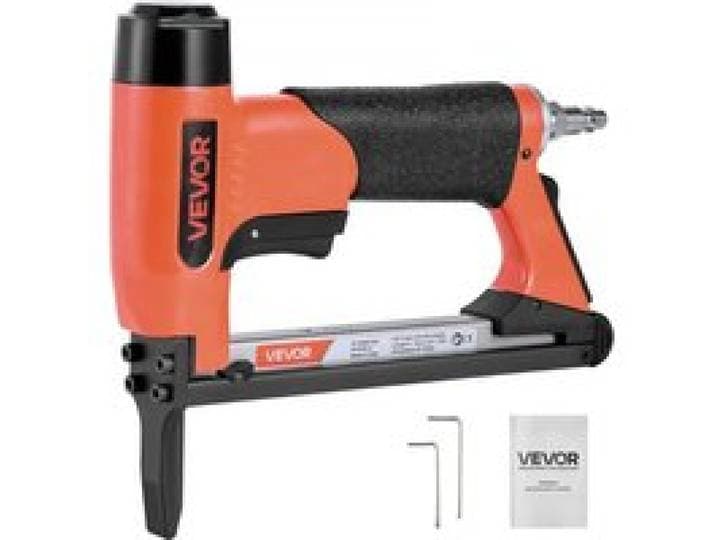 VEVOR Agrafeuse Pneumatique Long Bec, Calibre 21, Compatible avec Agrafes Fil Fin Série 80 Non Incluses de Largeur Couronne 12,8 mm, de Longueur 6-16 mm, Capacité 150 PCS, pour Menuiserie, Bricolage