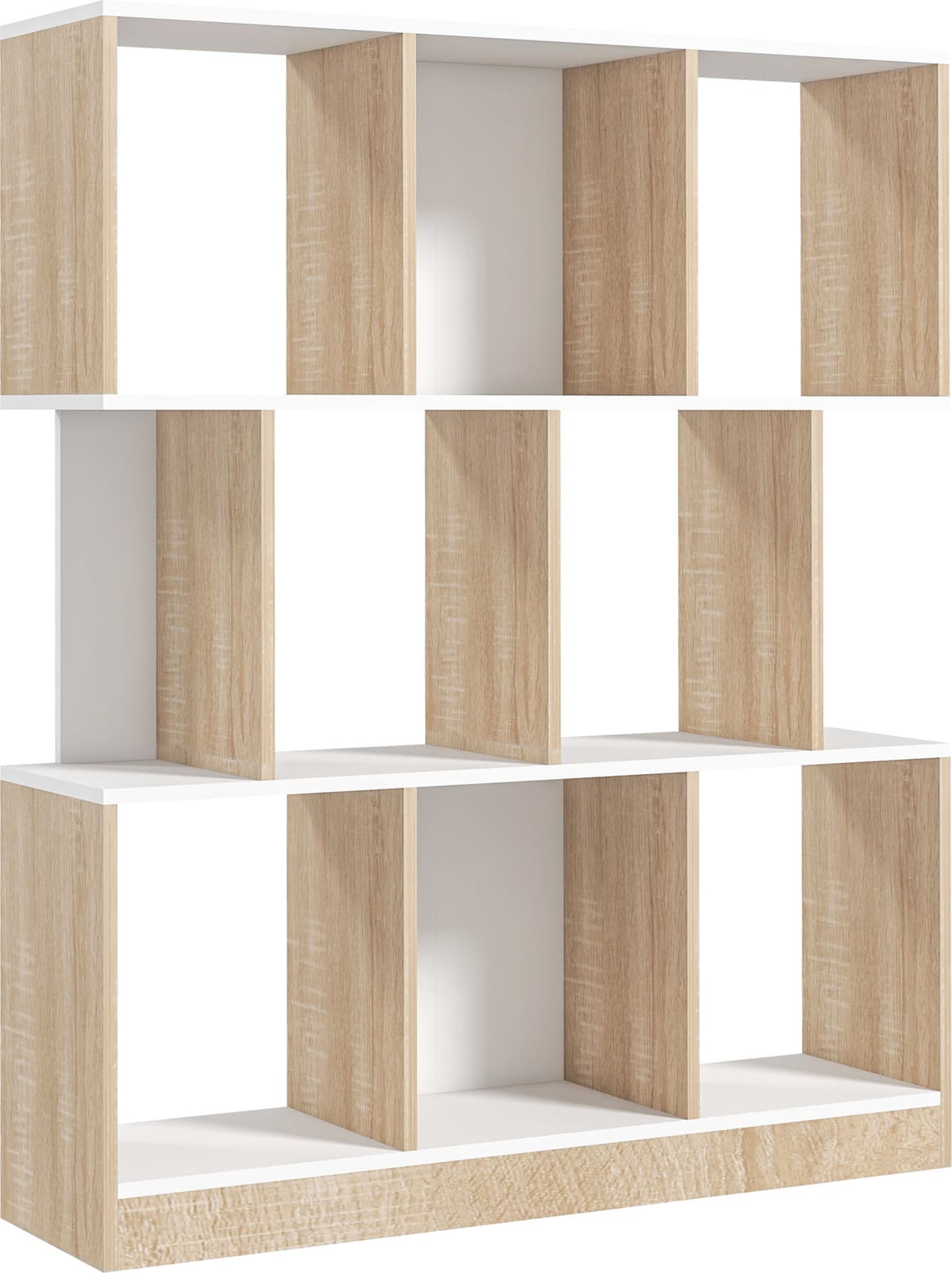 Altro Mobile Libreria A 8 Ripiani Per Soggiorno E Camera Da Letto, In Legno, 100x27x124 Cm, Rovere E Bianco