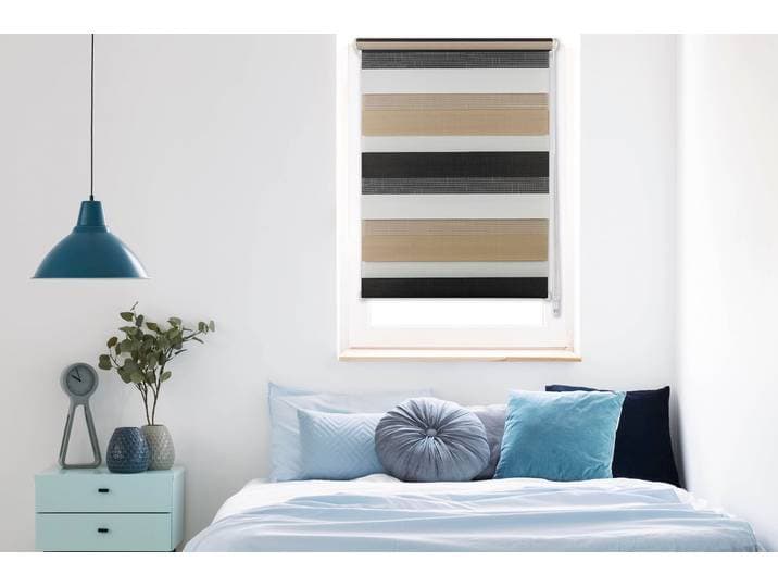 Doppelrollo MYDECO Just-Triple Gr. 1, braun (cappuccino, weiß), B:100cm H:160cm, Polyester, Rollos, Doppelrollo