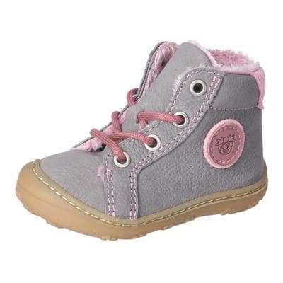 Lauflernschuh PEPINO BY RICOSTA "GEORGIE 50, WMS: mittel", Baby, Gr. 20, Warmfutter, grau (grau, rosa), Leder, Schuhe Lauflernschuh, Winterschuh mit Weiten-Meßsystem, Größenschablone zum Download