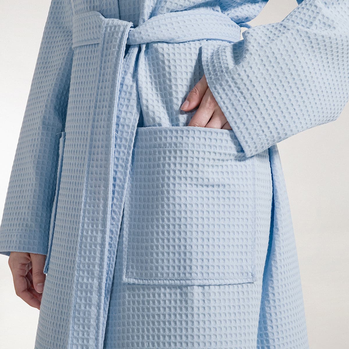 Accappatoio con Cappuccio in Cotone Polo XL Spugnissima Tinta Unita Azzurro Caleffi