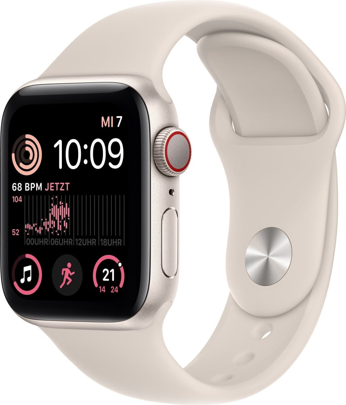 Apple Watch SE 40 mm (2022)   GPS + Cellular   Stjärnglans   Sportband Stjärnglans S/M + M/L