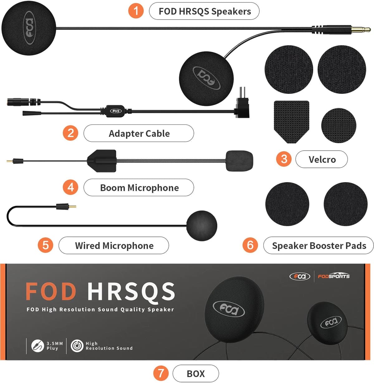 Fodsports HRSQS Speaker Headphone with Microphone Only Suitable for FX7 Motorcycle Helmet Bluetooth Intercom Headset