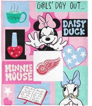 NHL Disney Minnie Mouse Checker Floral Pink Silk Touch Throw Blanket
