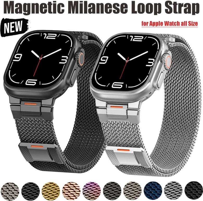 CHIICSMART Milanese Loop for Apple Watch Ultra 4 49mm Band 44mm 40mm 45mm 41mm 42-38-44mm Strap Metal Bands Iwatch Series 12 11 10 9 876543