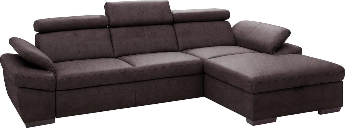 Ecksofa EXXPO - SOFA FASHION "Salerno, Funktionssofa, Breite 280cm, hoher Sitzkomfort, L-Form", braun (dunkelbraun), B:280cm H:77cm T:170cm, Microfaser-Primabelle (100% Polyester);NaturLEDER;Kunstleder;Lederfaserstoff;Luxus-Microfaser Lederoptik, Sofas, E