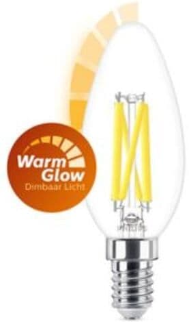 Philips lâmpada LED E14 Vela B35 filamento regulável   5,9 W (60 W)   2700 K