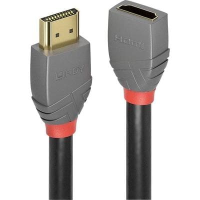 LINDY HDMI Verlängerungskabel HDMI-A Stecker, HDMI-A Buchse 0.50 m Anthrazit, Schwarz, Rot 36475 4K UHD, vergoldete Steckkontakte HDMI-Kabel