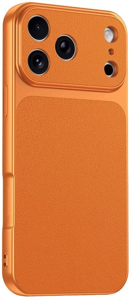 iPhone 17 Pro EIDERWOOD Hybrid Bakdeksel med Kunstskinn – Oransje