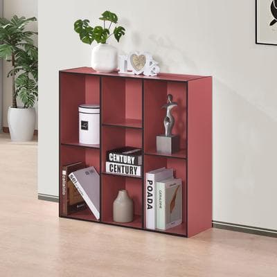 K&B Furniture Haven Contemporary 7-Shelf Laminated Particle Board Bookcase