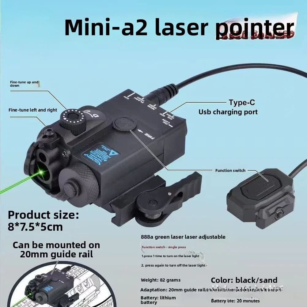 NONE MINI-A2 PEQ15 Laser & IR Tactical Light - 20MM Picatinny Rail Mount, Red/Green Sight for M300/M600