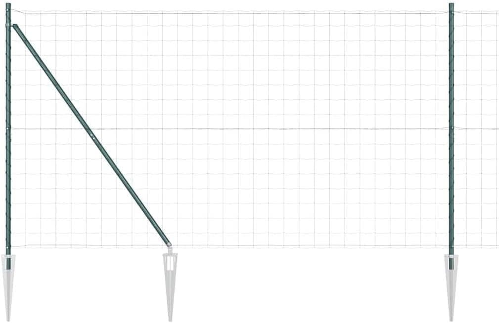 Grüner Zaun mit Pfosten, 1,6 x 10 m, aus Stahl und PVC, Outdoor-Zaunpaneel-Set für Garten oder Terrasse mit modernem Design und klaren Linien
