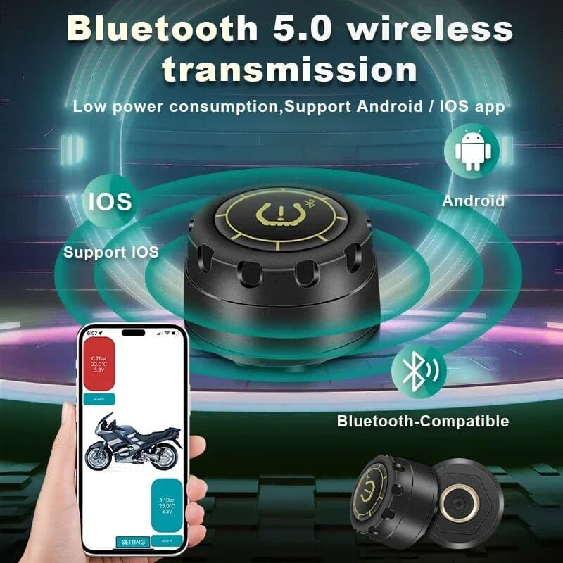 jansite Car TPMS Wireless Bluetooth 5.0 Tire Pressure Monitoring System Mobile Phone Display Tyre Sensors Motorcycle For Android IOS
