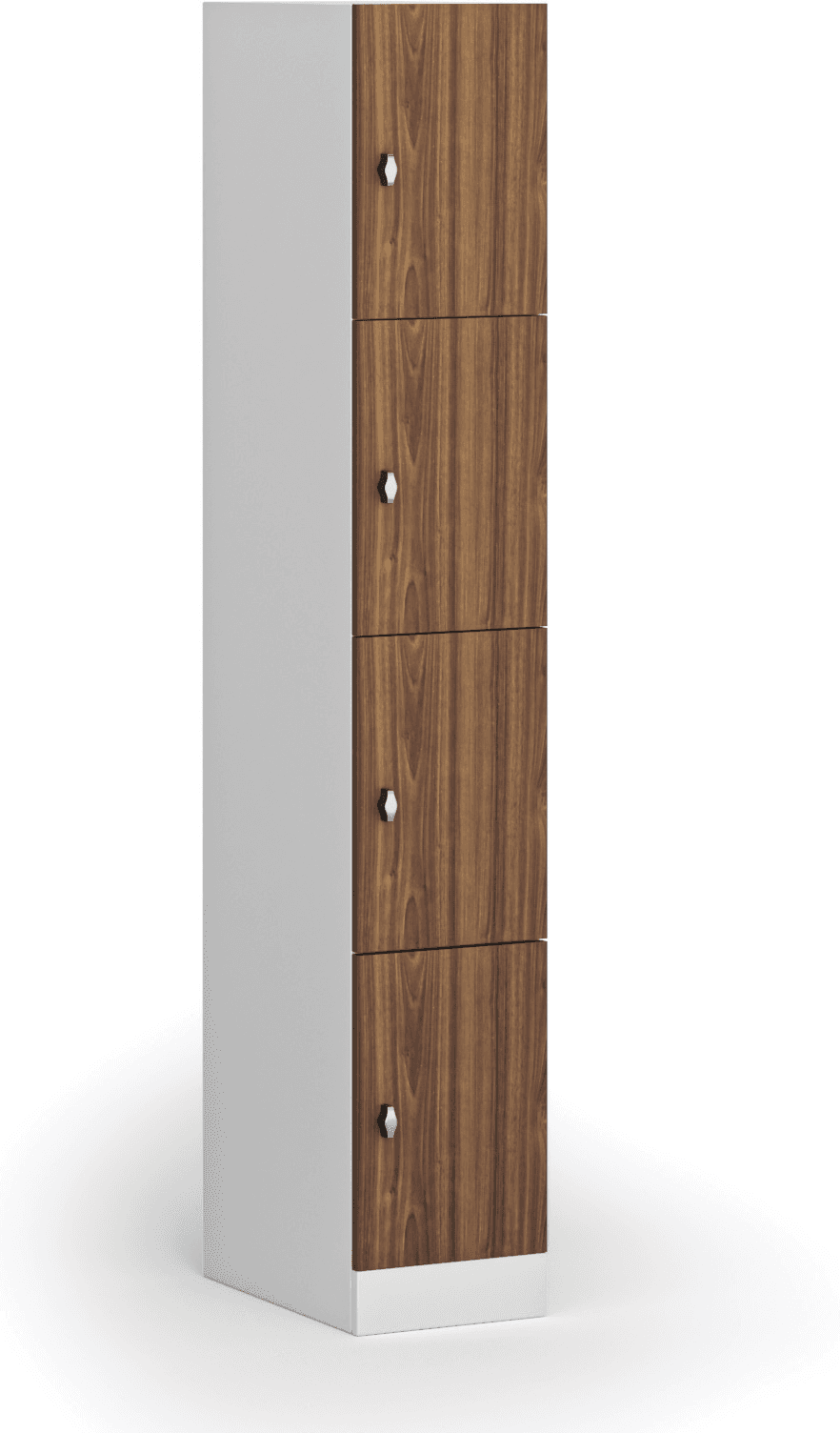 B2B Partner Šatníková skrinka S1 s úložnými boxmi, 4 boxy, 1850 x 300 x 500 mm, demont, otočný zámok, laminované dvere, orech