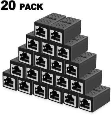 Inspired Finds Ethernet RJ45 Female to Female Coupler Connector For Cat5Cat8 Cable Extender cat 5 6 20 Pcs