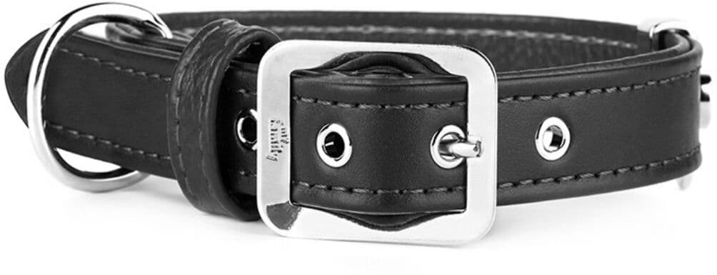 MyFamily Collare per Cani in Vera Pelle Nero Hermitage con Finiture in Bronzo Nero S (27-31cm)