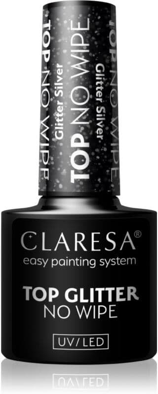 Claresa UV/LED Top Glitter No Wipe τζελ τοπ βερνίκι νυχιών αστραφτερό απόχρωση Glitter Silver 5 γρ