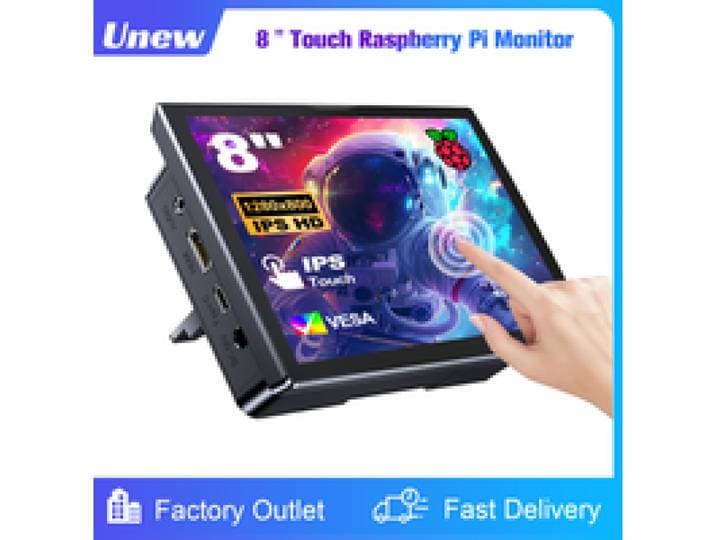 8 inch Raspberry Pi 5 4 Monitor LCD-scherm 1280x800 16:10 Touchscreen HDMI USB voor DIY Pi 4 3 Ingebouwde ventilatoren Luidspreker