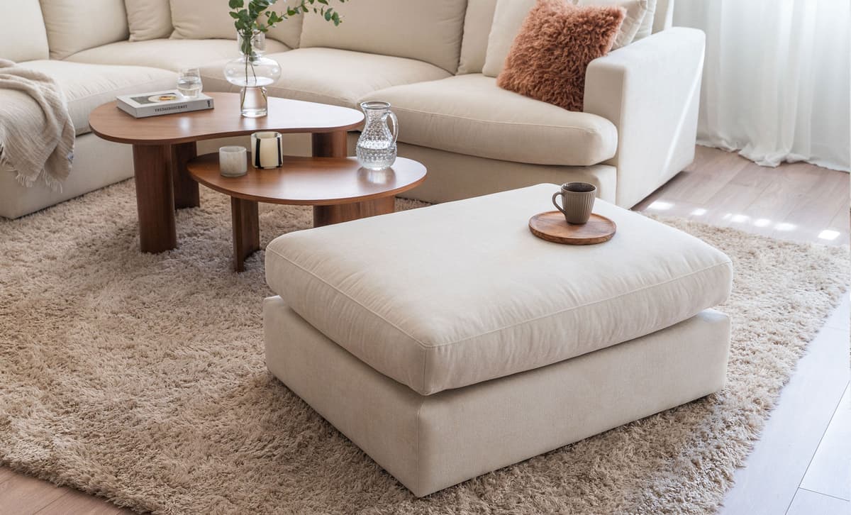 SoffaDirekt Bolnuevo Fotpall Offwhite