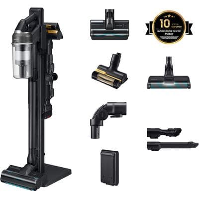 SAMSUNG Akku-Handstaubsauger "VS70H28HFC/WD, Jet 95S CompleteClean", schwarz (soapstone charcoal), B:25cm H:93cm T:20,2cm, Akkusauger, beutellos, 770 W, beutellos, Ersatzakku separat erhältlich