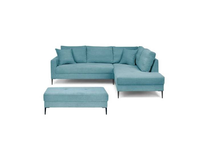 Trendstore Hilary Ecksofa mit Umbauecke in Cord – inkl. Hocker