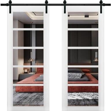 SARTODOORS Quadro 4522 Black Matte MDF Double Sliding Barn Doors