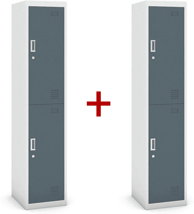 B2B Partner Szafka ubraniowa S3 dwudrzwiowa 1+1 GRATIS, demontaż, zamek cylindryczny, szara/ciemnoszara