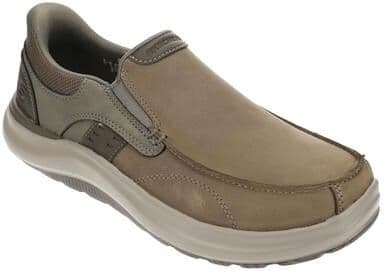 Skechers USA Altman-Prospect (Men's) Casual Shoes in Dark Taupe, Size 10 M, Leather/Memory Foam