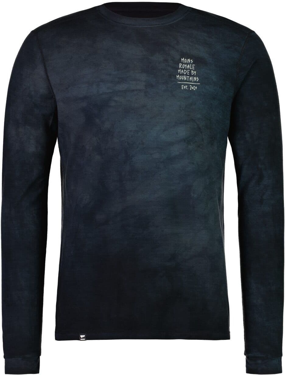 Base MONS ROYALE CASCADE MERINO FLEX 200 LS AOP BLACK STORM WASH S