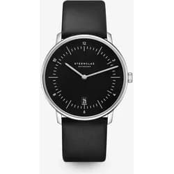 STERNGLAS - NAOS - pianoschwarz - silber - leder premium schwarz / 38MM