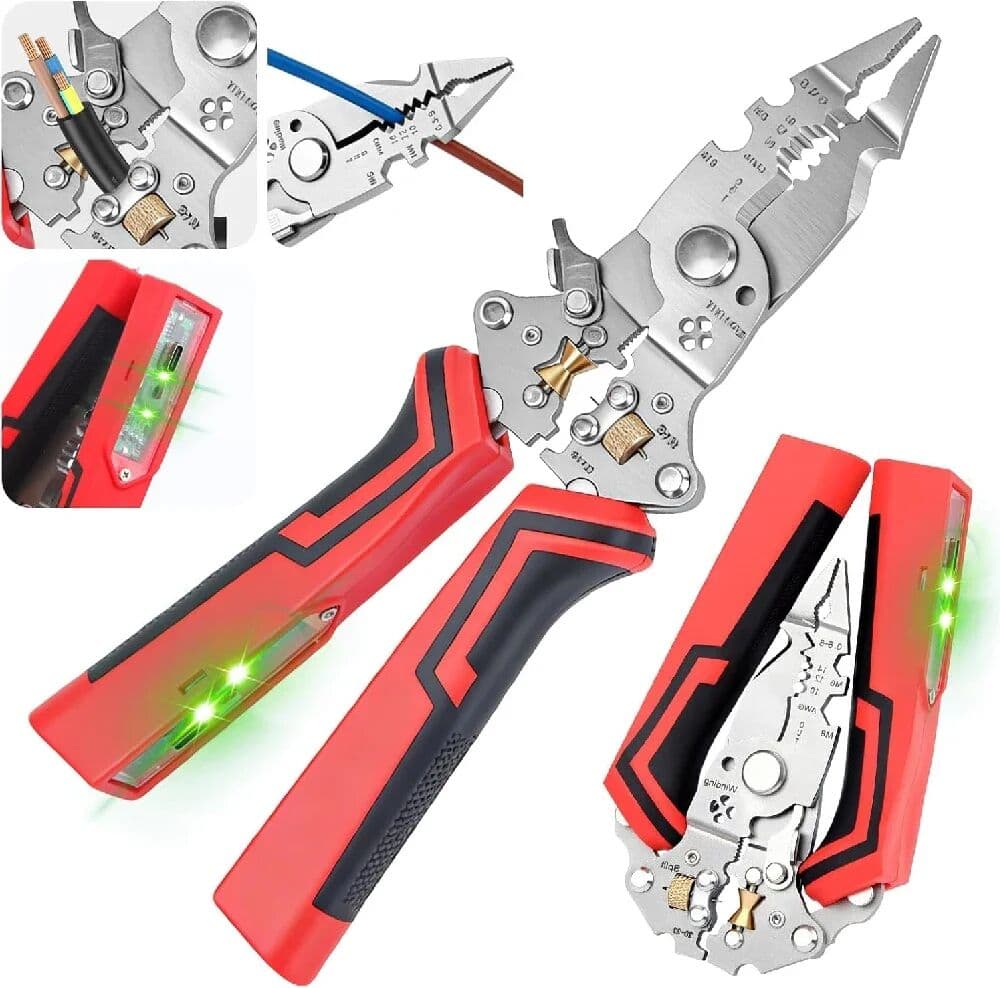 NONE 13 in 1 Foldable Wire Stripper, 2025 Folding Efficient Electrician Stripping Plier,Tool for Cutting and Pulling Pliers