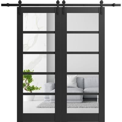 SARTODOORS Quadro 4522 Black Matte MDF Double Sliding Barn Doors