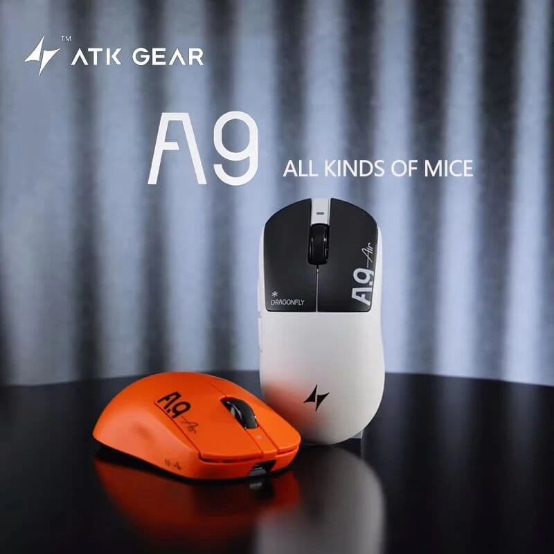HRUEDA ATK DragonFly A9 Air Ultimate Wireless Gaming Mouse PAW3950/3955 Ultra 42000DPI 750IPS 8KHz RGB Ergonomic  for Boys Girls Gift
