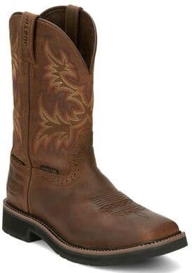 "Justin Original Workboots Driller 11"" WP Square Steel Toe - Mens 10.5 Brown Boot E2"