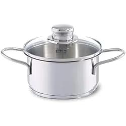 Fissler Kochtopf Häppchen 14 cm, 1 l, Mit Glasdeckel, Pfanne + Kochtopf, Silber