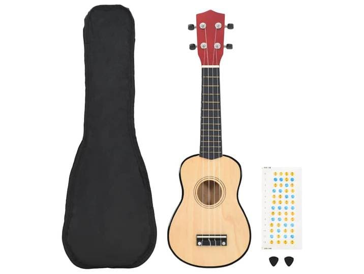 vidaXL Sopran Ukulele Set für Kinder mit Tasche Dunkles Holz 21