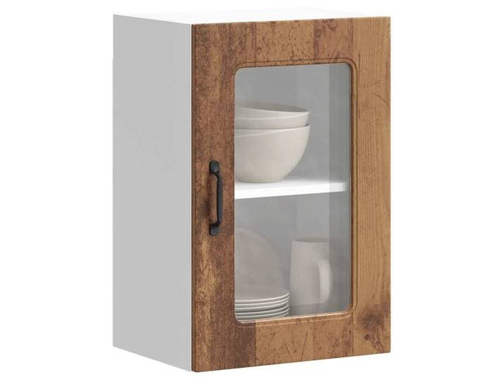 vidaXL Küchen-Hängeschrank mit Glastür Kalmar Altholz-Optik Holzwerkstoff