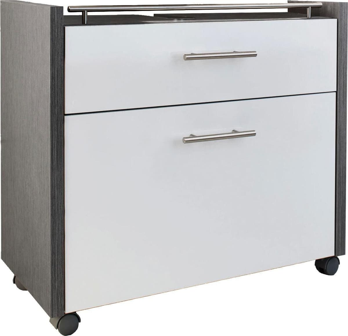 Waschbeckenunterschrank SCHILDMEYER "Triant", grau (eschefarben grau, weiß glanz), B:67cm H:62cm T:35cm, Schränke, Waschbeckenunterschrank, Solide Verarbeitung - Dieses Produkt ist in Deutschland gefertigt eschefarben grau, weiß glanz B/H/T: 67cm x 62cm x