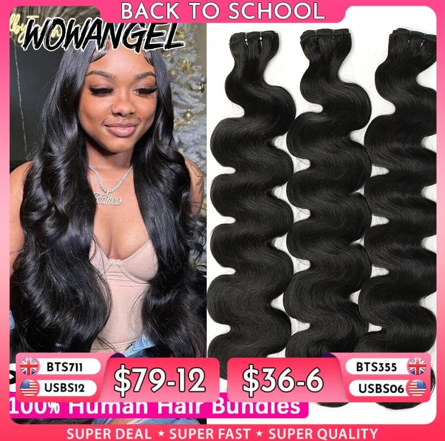 wowangel Wow Angel 28 30 inch Body Wave Human Hair Bundles 1/3/4 pieces 10A Brazilian Remy Hair Extensions Single Bundle Virgin Hair