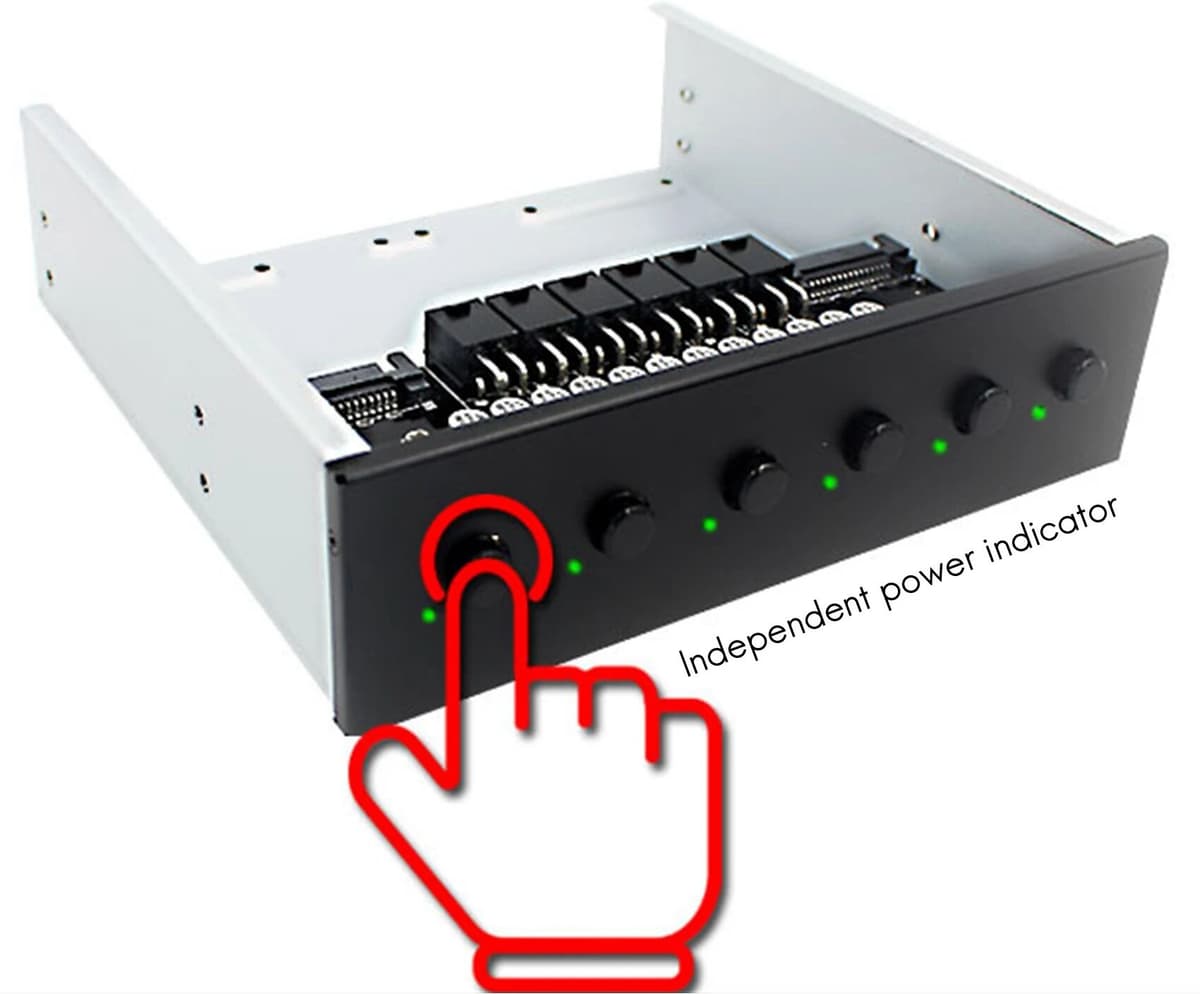 NONE 6 Way Hard Disk Selector Controller Hard Drive Power Switch Module for Desktop Computer Support 2.5/3.5 Inch SATA HDD