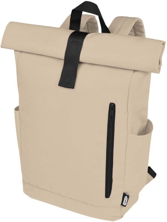Sac à dos Byron de 18 L en RPET GRS 15,6" avec dessus enroulable Flocons d'avoine