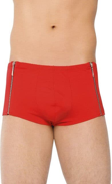 Boxeri sexy cu fermoare în părți Boxeri sexy SOFTLINE Shorts 4500, din material elastic, design cu fermoare în părți, culoare roșu, mărime M