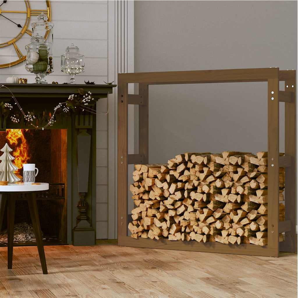 vidaXL Support de bois de chauffage Marron miel 100x25x100 cm Bois pin