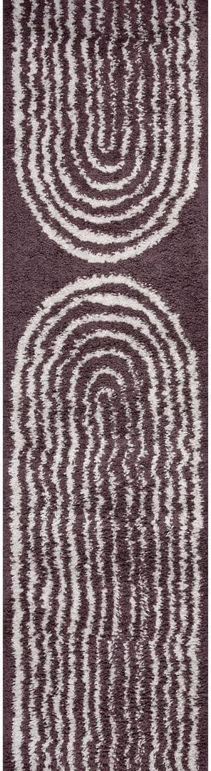 THE RUGS Moodi Modern Shaggy Area Rug Abstract Line Design Purple Runner 80 x 300 cm