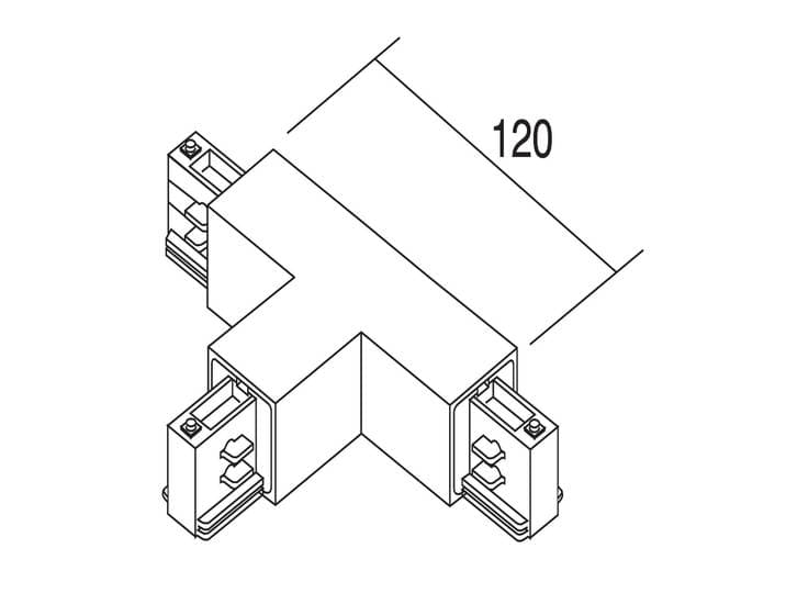 Ivela T-stekker aarde rechts, zilver LKM, alu / grijs / zink, railverlichting