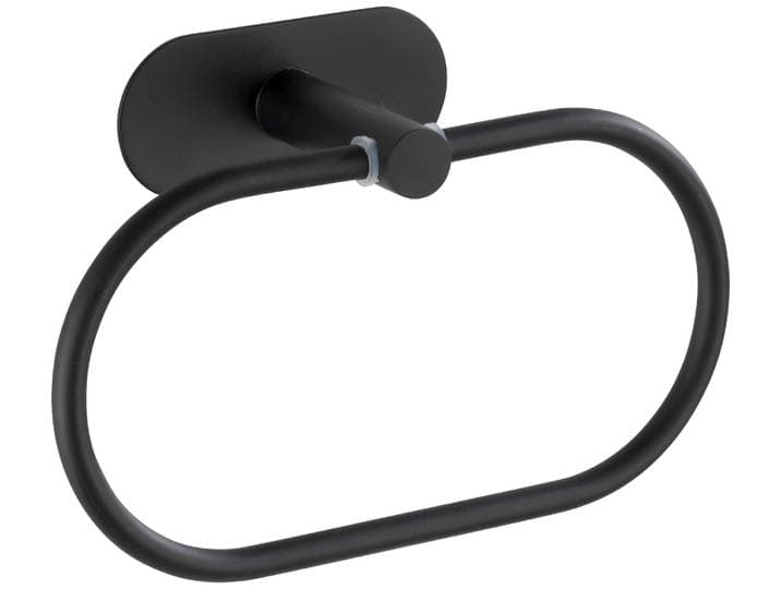 Handtuchring WENKO Orea , schwarz, B:20,5cm H:12,5cm T:7,5cm, Edelstahl, Handtuchhalter, Handtuchring, aus Edelstahl, Befestigen ohne Bohren